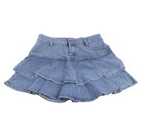 LHAODDUO Minifalda Vaquera de Cintura Alta for Mujer, Falda Vintage Lavada Plisada con Volantes en Capas, Ropa de Calle Vaquera Ajustada escalonada, de Verano(M)
