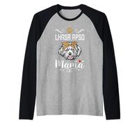 Lhasa Apso Mama Dog Lover Puppy Dog Mom Mothers Day Camiseta Manga Raglan