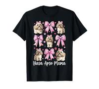 Lhasa Apso Mama Dog Mom Mom Mother's Day Coquette Bow Pink Camiseta