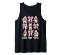 Lhasa Apso Mama Dog Mom Mom Mother's Day Coquette Bow Pink Camiseta sin Mangas