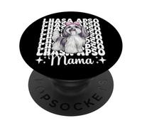 Lhasa Apso Mama Dog Mom Mom Mother's Day Coquette Bow Pink PopSockets PopGrip Adhesivo