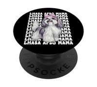 Lhasa Apso Mama Dog Mom Mom Mother's Day Coquette Bow Pink PopSockets PopGrip Adhesivo