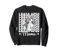 Lhasa Apso Mama Dog Mom Mom Mother's Day Coquette Bow Pink Sudadera