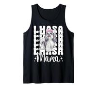 Lhasa Mama Mom Lhasa Apso Dog Día de la Madre Coqueta Bow Camiseta sin Mangas