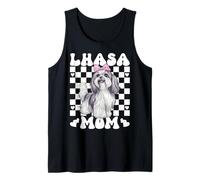 Lhasa Mom Mama Lhasa Apso Dog Día de la Madre Coqueta Bow Camiseta sin Mangas