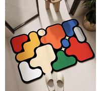 Lhayeu Alfombra de tierra de diatomeas con patrón de cubos geométricos, tapete de baño de secado rápido para baños, diseño de contorno irregular de 3.3 x 3.3 pies/39 x 39 pulgadas (cubo arcoíris)