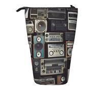 LHBWCVN Boombox - Estuche de cosméticos vintage para pared de radio, estuche telescópico portátil, bonito estuche para lápices de pie, para mujeres y hombres, monedero de viaje