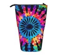 LHBWCVN Exotic Tribe - Bolsa de cosméticos de pie con diseño de teñido anudado, estuche telescópico portátil, bonito estuche para lápices de pie, para mujeres y hombres, monedero de viaje