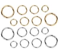 Lhbwhiz 16 Piezas Mosquetón Redondo,Mosquetón Pequeño de Metal,Anillo de Mosquetón de Aleación de Zinc,Anillos Divididos con Resorte Resistentes,Llaveros con Junta Tórica(Oro y Plata)