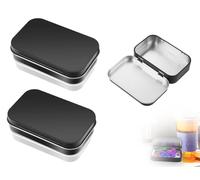Lhbwhiz 2 Piezas Caja de Hojalata Prácticas Cajas de Metal Cajas de Hojalata Mini Caja de Almacenamiento Caja de Naipes Mini Caja Organizadora Caja de Naipes Caja de Almacenamiento con Tapa(Negro)