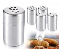 Lhbwhiz 4 piezas de salero,mini salero y pimentero,pequeño salero de acero inoxidable,tarro de especias con tapa y orificios,para viajes,camping,parrilla al aire libre y especias(4,6 * 2,5 cm)