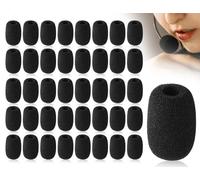 Lhbwhiz 40 Piezas Negro Pop Screen Auriculares Micrófono Reemplazo Parabrisas para micrófono y Auriculares de Espuma (Negro, 8 x 22 x 30 mm)