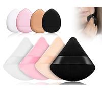 Lhbwhiz 8 Piezas de Soplos de Polvo Suelto,Soplo de Polvo Portátil,Almohadillas Triangulares para Base de Maquillaje,Mini Esponja de Maquillaje con Soporte para Dedos,Licuadora de Belleza