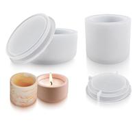 Lhbwhiz Juego de 2 moldes de silicona,portavelas con tapa,molde cilíndrico de resina, gran jarrón,molde de silicona para velas,molde de resina epoxi,para velas perfumadas,hecho a mano
