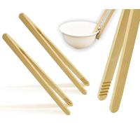 Lhbwhiz Juego de 2 pinzas para tostadas de bambú, pinzas de madera natural clásicas reutilizables, para dulces, gofres, sándwiches, herramienta de agarre de cocina (18 cm)