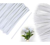 Lhbwhiz Paquete de 100 Limpiapipas de Felpa Flexibles de Alambre de Chenilla, Alambre de Felpa a Granel, para Manualidades de Limpieza de Pipas, para Manualidades DIY (Blanco)