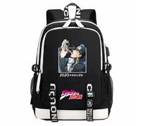 LHBZYEC JoJo's Bizarre Adventure Cosplay Kujo Jotaro Anime Cartoon Oxford Mochila escolar para fanáticos del manga JOJO Coser, Negro 2, Talla única