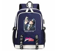 LHBZYEC JoJo's Bizarre Adventure Cosplay Kujo Jotaro Anime Cartoon Oxford Mochila escolar para fanáticos del manga JOJO Coser, Azul 2, Talla única