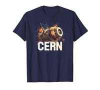 LHC CERN Colisionador de Hadrones Físico Higgs Futurismo Retro Camiseta, Hombre, Azul Marino, 4XL