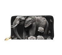 LHCVSFGW Cartera de cuero para mujeres y hombres, billetera plegable ultrafina, tarjetero de crédito, elefante y mariposa, monedero de mano, negro, talla única, Black, Talla única
