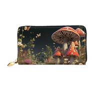LHCVSFGW Cartera de cuero para mujeres y hombres, billetera plegable ultrafina, tarjetero de crédito, estilo cuento de hadas, hongos, bolso de mano para mujer, color negro, talla única, Black, Talla