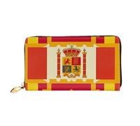 LHCVSFGW Cartera de cuero para mujeres y hombres, billetera plegable ultrafina, tarjetero de crédito, patrón de bandera española, bolso de mano para mujer, color negro, talla única, Black, Talla única