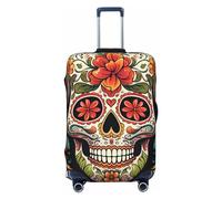 LHCVSFGW Funda de equipaje de viaje, colorida calavera de azúcar, protector de maleta, elástico, lavable, antiarañazos, protector de equipaje grueso para equipaje de 18 a 32 pulgadas, Black, XL