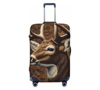 LHCVSFGW Funda de equipaje de viaje con ciervos sobre fondo marrón, protector de maleta, elástico, lavable, antiarañazos, protector de equipaje grueso para equipaje de 18 a 32 pulgadas, Black, S