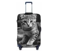 LHCVSFGW Funda de equipaje de viaje con diseño de gato sobre mesa de madera, protector de maleta, elástico, lavable, antiarañazos, protector de equipaje grueso para equipaje de 18 a 32 pulgadas,