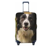 LHCVSFGW Funda de equipaje de viaje Mohado Border Collie, protector de maleta para perro, elástica, lavable, antiarañazos, protector de equipaje grueso para equipaje de 18 a 32 pulgadas, Black, L