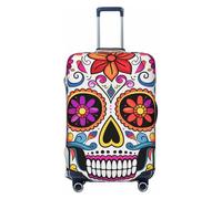 LHCVSFGW Funda de equipaje de viaje, protector de maleta de calavera de azúcar, elástica, lavable, antiarañazos, protector de equipaje grueso para equipaje de 18 a 32 pulgadas, Black, M