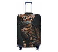 LHCVSFGW Funda de equipaje de viaje, protector de maleta de gato de Bengala, elástica, lavable, antiarañazos, protector de equipaje grueso para equipaje de 18 a 32 pulgadas, Black, M