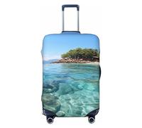 LHCVSFGW Funda de equipaje de viaje, protector de maleta de isla Fiji y mar transparente, elástica, lavable, antiarañazos, protector de equipaje grueso para equipaje de 18 a 32 pulgadas, Black, L