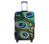 LHCVSFGW Funda de equipaje de viaje, protector de maleta de plumas de pavo real, elástica, lavable, antiarañazos, protector de equipaje grueso para equipaje de 18 a 32 pulgadas, Black, L