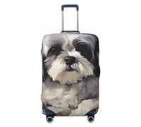 LHCVSFGW Funda de equipaje de viaje Shih Tzu, protector de maleta, elástico, lavable, antiarañazos, protector de equipaje grueso para equipaje de 18 a 32 pulgadas, Black, S