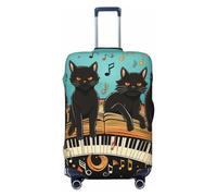 LHCVSFGW Funda para equipaje de viaje, con diseño de gatos tumbados en el teclado del piano, protector de maleta, elástico, lavable, antiarañazos, protector de equipaje grueso para equipaje de 18 a 32