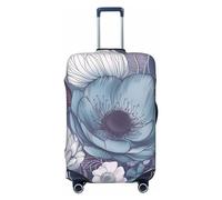 LHCVSFGW Funda para equipaje de viaje, con patrón floral azul, protector de maleta, elástico, lavable, antiarañazos, protector de equipaje grueso para equipaje de 18 a 32 pulgadas, Black, XL