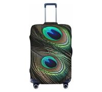 LHCVSFGW Funda para equipaje de viaje, con plumas de pavo real, elástica, lavable, antiarañazos, protector de equipaje grueso para equipaje de 18 a 32 pulgadas, Black, L