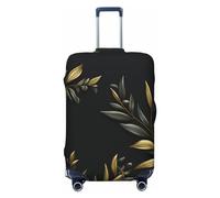LHCVSFGW Funda para equipaje de viaje, diseño de rama de olivo dorado, elástica, lavable, antiarañazos, protector de equipaje grueso para equipaje de 18 a 32 pulgadas, Black, L