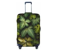 LHCVSFGW Funda para equipaje de viaje, hojas y plantas verdes, protector de maleta, elástico, lavable, antiarañazos, protector de equipaje grueso para equipaje de 18 a 32 pulgadas, Black, L
