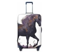 LHCVSFGW Funda para equipaje de viaje, protector de maleta de caballo morado, elástica, lavable, antiarañazos, protector de equipaje grueso para equipaje de 18 a 32 pulgadas, Black, XL