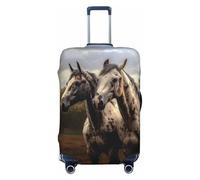 LHCVSFGW Funda para equipaje de viaje, protector de maleta de dos caballos, elástico, lavable, antiarañazos, protector de equipaje grueso para equipaje de 18 a 32 pulgadas, Black, L