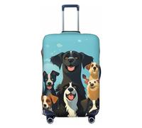 LHCVSFGW Funda para equipaje de viaje, un gran grupo de perros, protector de maleta, elástico, lavable, antiarañazos, protector de equipaje grueso para equipaje de 18 a 32 pulgadas, Black, L