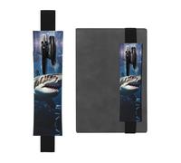 LHCVSFGW Portalápices elástico para cuaderno, marcapáginas, de piel sintética, con banda ajustable, gran estuche para lápices de tiburón blanco, estuche para planificadores, carpetas y libros, Black