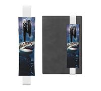 LHCVSFGW Portalápices elástico para cuaderno, marcapáginas, de piel sintética, con banda ajustable, gran estuche para lápices de tiburón blanco, estuche para planificadores, carpetas y libros, White