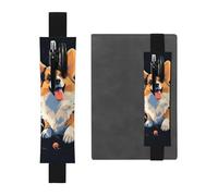 LHCVSFGW Portalápices elástico para cuaderno, marcapáginas, portalápices de piel sintética con banda ajustable, funda para bolígrafo, diseño de perro Corgi sobre fondo oscuro, estuche para lápices