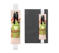 LHCVSFGW Portalápices elástico para cuaderno, marcapáginas, portalápices de piel sintética con banda ajustable, funda para bolígrafos, bonitas ranas y hongos, estuche para lápices para planificadores