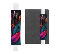 LHCVSFGW Portalápices elástico para cuaderno, marcapáginas, portalápices de piel sintética con banda ajustable, funda para bolígrafo, colorido patrón de hojas tropicales, estuche para lápices para