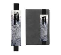 LHCVSFGW Portalápices elástico para cuaderno, marcapáginas, portalápices de piel sintética con banda ajustable, funda para bolígrafo, estuche de pelo largo, estuche para lápices de gato para
