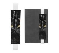 LHCVSFGW Portalápices elástico para cuaderno, marcapáginas, portalápices de piel sintética con banda ajustable, funda para bolígrafo, un gato negro sobre un fondo negro, estuche para lápices para